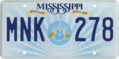 MS license plate MNK278