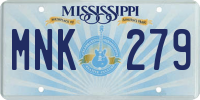 MS license plate MNK279