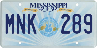 MS license plate MNK289