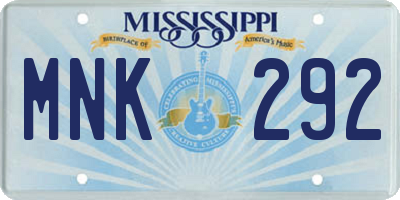MS license plate MNK292