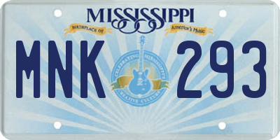 MS license plate MNK293