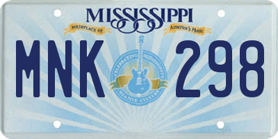 MS license plate MNK298