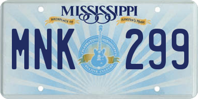 MS license plate MNK299