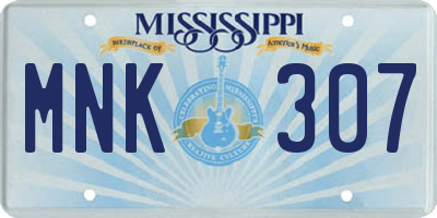 MS license plate MNK307