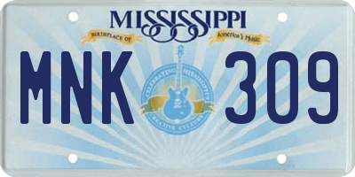 MS license plate MNK309