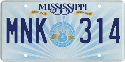 MS license plate MNK314