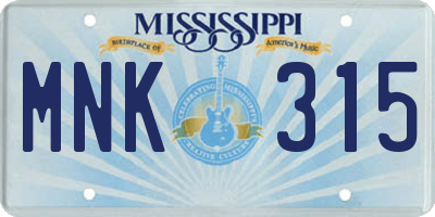 MS license plate MNK315