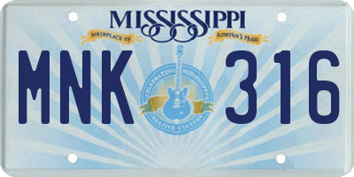 MS license plate MNK316
