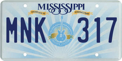 MS license plate MNK317