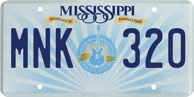 MS license plate MNK320