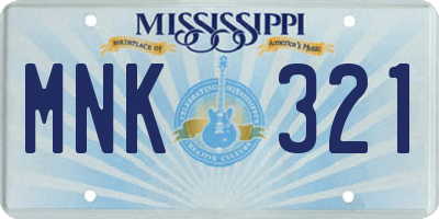 MS license plate MNK321