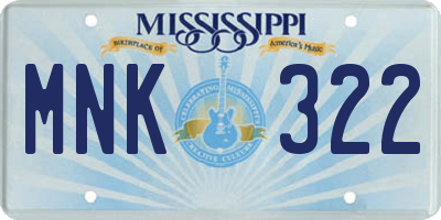 MS license plate MNK322