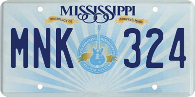 MS license plate MNK324