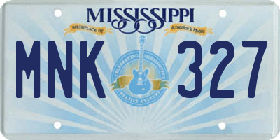MS license plate MNK327