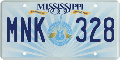 MS license plate MNK328