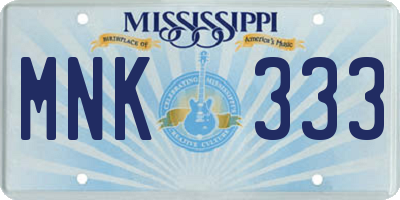 MS license plate MNK333