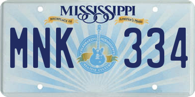 MS license plate MNK334