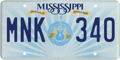 MS license plate MNK340