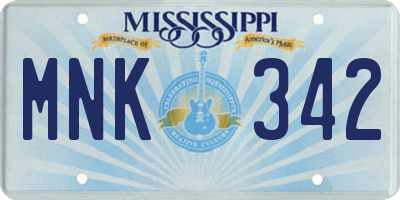 MS license plate MNK342