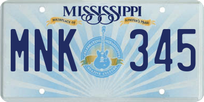 MS license plate MNK345