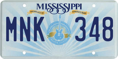MS license plate MNK348