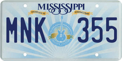 MS license plate MNK355