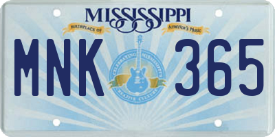 MS license plate MNK365