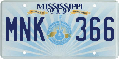 MS license plate MNK366