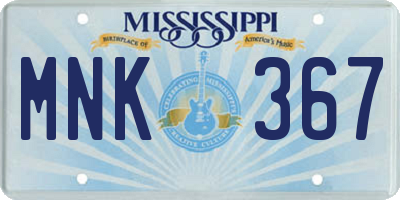 MS license plate MNK367
