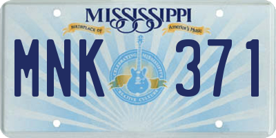 MS license plate MNK371