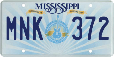 MS license plate MNK372