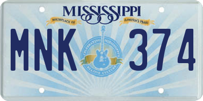 MS license plate MNK374