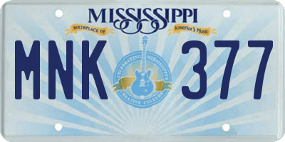 MS license plate MNK377