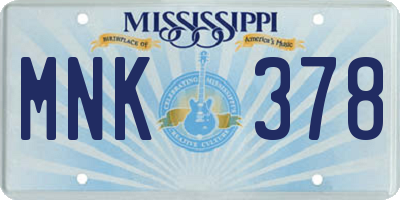 MS license plate MNK378