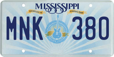 MS license plate MNK380