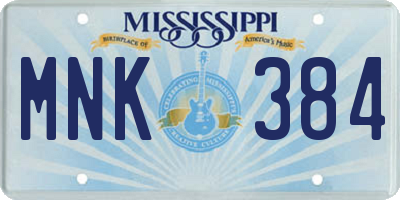MS license plate MNK384