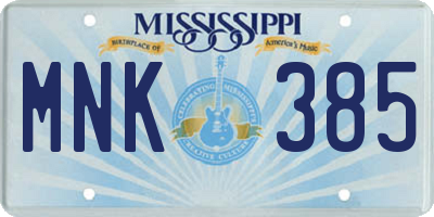 MS license plate MNK385