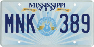 MS license plate MNK389