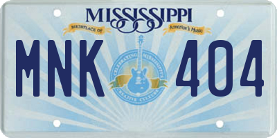 MS license plate MNK404