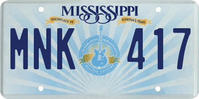 MS license plate MNK417
