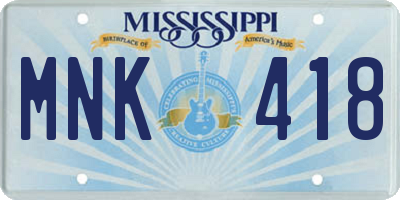 MS license plate MNK418