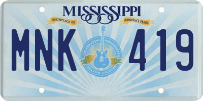 MS license plate MNK419