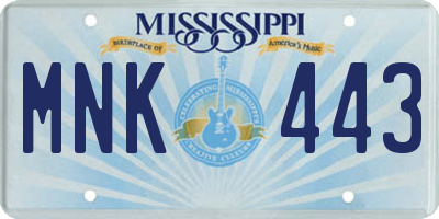 MS license plate MNK443