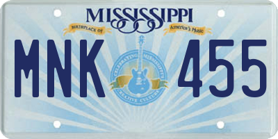 MS license plate MNK455