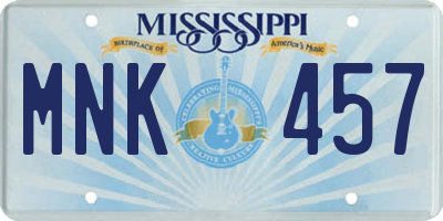 MS license plate MNK457
