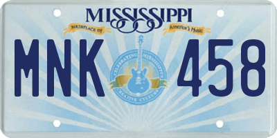 MS license plate MNK458