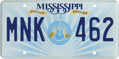 MS license plate MNK462