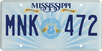 MS license plate MNK472