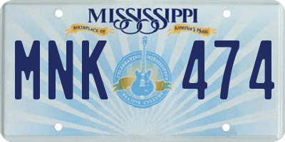 MS license plate MNK474