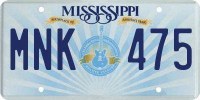 MS license plate MNK475